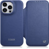 iCarer CE Premium Leather Folio Case iPhone 14 Pro Magnetic Flip Leather Folio Case MagSafe Blue - (WMI14220714-BU)