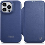 iCarer CE Premium Leather Folio Case iPhone 14 Pro Magnetic Flip Leather Folio Case MagSafe Blue - (WMI14220714-BU)