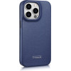iCarer CE Premium Leather Folio Case iPhone 14 Pro Magnetic Flip Leather Folio Case MagSafe Blue - (WMI14220714-BU)