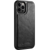 iCarer Leather Oil Wax case covered with natural leather for iPhone 12 Pro Max black - (ALI1206-BK)
