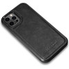 iCarer Leather Oil Wax case covered with natural leather for iPhone 12 Pro Max black - (ALI1206-BK)