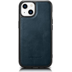 iCarer Leather Oil Wax case covered with natural leather for iPhone 14 blue - (WMI14220717-BU)