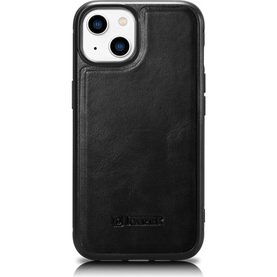iCarer Leather Oil Wax case covered with natural leather for iPhone 14 Plus black - (WMI14220719-BK)