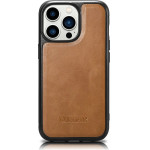 iCarer Leather Oil Wax case for iPhone 14 Pro Max leather cover brown - (WMI14220720-TN)
