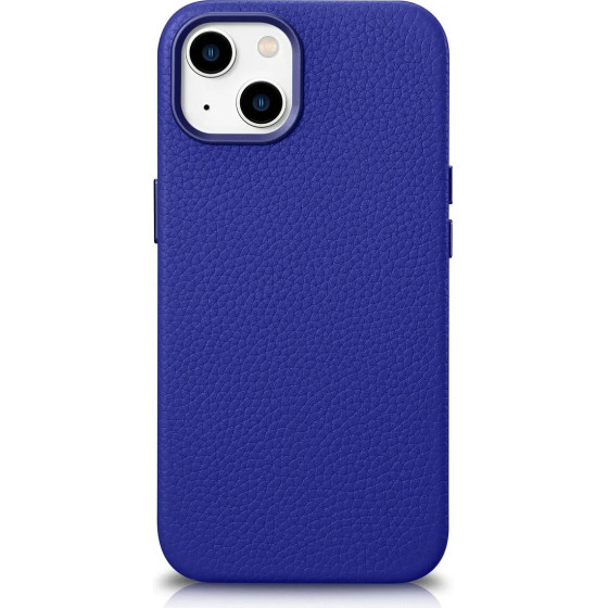 iCarer Litchi Premium Leather Case iPhone 14 Plus Magnetic Leather Case with MagSafe Dark Blue - (WMI14220711-DB)