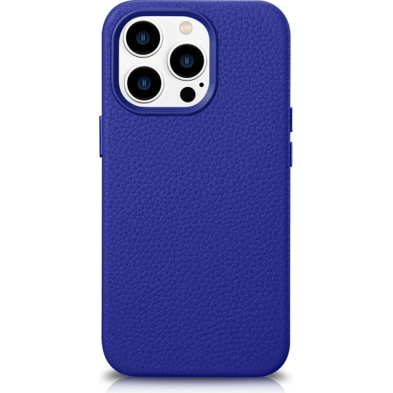 iCarer Litchi Premium Leather Case iPhone 14 Pro Max Magnetic Leather Case with MagSafe Dark Blue - (WMI14220712-DB)