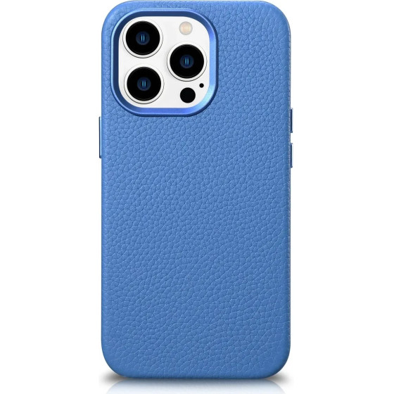 iCarer Litchi Premium Leather Case iPhone 14 Pro Max Magnetic Leather Case with MagSafe Light Blue - (WMI14220712-LB)