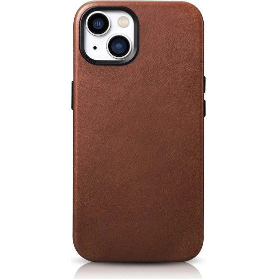 iCarer Oil Wax Premium Leather Case iPhone 14 Plus Magnetic Leather Case with MagSafe Brown - (WMI14220703-RB)