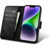 iCarer Oil Wax Wallet Case 2in1 Cover iPhone 14 Plus Anti-RFID Leather Flip Case Black - (WMI14220723-BK)