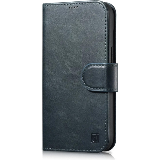iCarer Oil Wax Wallet Case 2in1 Cover iPhone 14 Plus Anti-RFID Leather Flip Case Blue - (WMI14220723-BU)