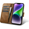 iCarer Oil Wax Wallet Case 2in1 Cover iPhone 14 Plus Anti-RFID Leather Flip Case Brown - (WMI14220723-TN)