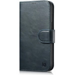 iCarer Oil Wax Wallet Case 2in1 Cover iPhone 14 Pro Anti-RFID Leather Flip Case Blue - (WMI14220722-BU)