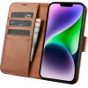 iCarer Wallet Case 2in1 case iPhone 14 leather cover with flap Anti-RFID brown - (WMI14220725-BN)