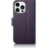 iCarer Wallet Case 2in1 Cover iPhone 14 Pro Anti-RFID Leather Flip Case Dark Purple - (WMI14220726-DP)