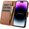 iCarer Wallet Case 2in1 Cover iPhone 14 Pro Max Leather Flip Cover Anti-RFID Brown - (WMI14220728-BN)