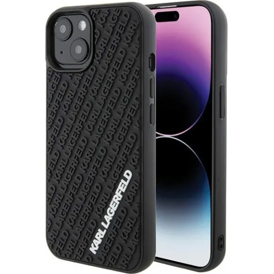 Karl Lagerfeld 3D Rubber Multi Logo case for iPhone 15 - black - (KF001708-0)