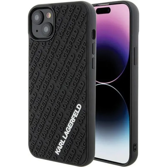 Karl Lagerfeld 3D Rubber Multi Logo case for iPhone 15 Plus - black - (KF001709-0)