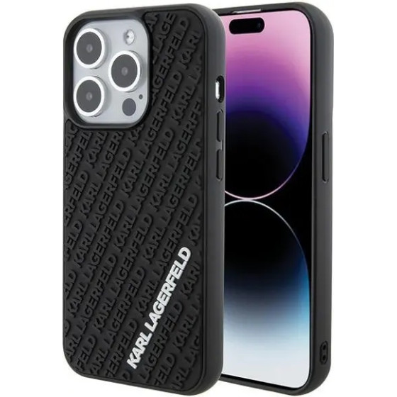 Karl Lagerfeld 3D Rubber Multi Logo case for iPhone 15 Pro - black - (KF001710-0)