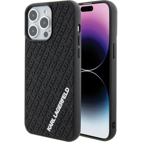 Karl Lagerfeld 3D Rubber Multi Logo case for iPhone 15 Pro Max - black - (KF001711-0)