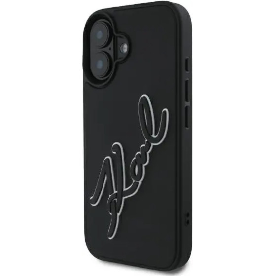 Karl Lagerfeld 3D Rubber Signature iPhone 16 Case - Black - (KF002411-0)