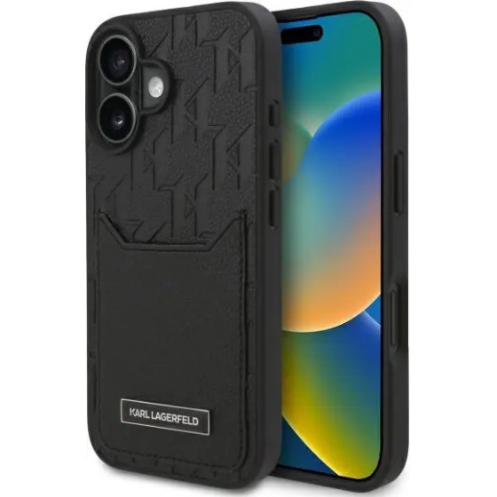 Karl Lagerfeld Cardslots Monogram iPhone 16 Case - Black - (KF002308-0)