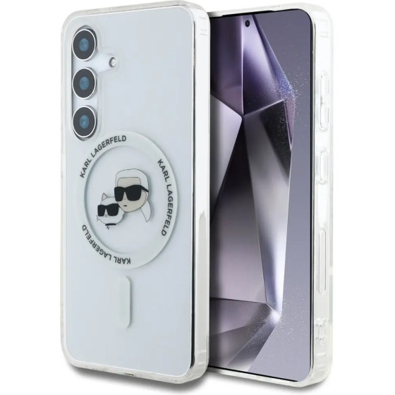 Karl Lagerfeld Case Button Karl & Choupette Heads Printed Logo MagSafe Samsung Galaxy S25 white - (KF002472-0)