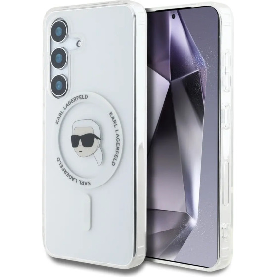 Karl Lagerfeld Case Button Karl Head Printed Logo MagSafe Samsung Galaxy S25 white - (KF002475-0)