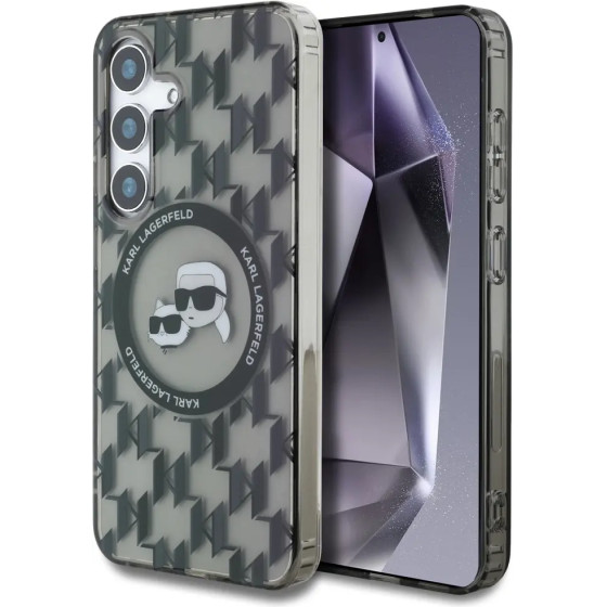 Karl Lagerfeld Case Button Karl&Choupette Heads On KL Pattern MagSafe Samsung Galaxy S25 black - (KF002479-0)