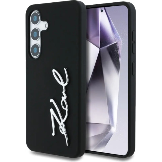 Karl Lagerfeld Case Silicone Metal Signature Logo Samsung Galaxy S25 black - (KF002481-0)