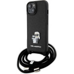Karl Lagerfeld Crossbody Saffiano Metal Pin Karl & Choupette case for iPhone 15 - black - (KF001755-0)