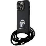 Karl Lagerfeld Crossbody Saffiano Metal Pin Karl & Choupette case for iPhone 15 Pro - black - (KF001757-0)