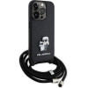 Karl Lagerfeld Crossbody Saffiano Metal Pin Karl & Choupette case for iPhone 15 Pro - black - (KF001757-0)