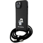Karl Lagerfeld Crossbody Saffiano Metal Pin Karl & Choupette case for iPhone 15 Plus - black - (KF001756-0)