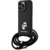 Karl Lagerfeld Crossbody Saffiano Metal Pin Karl & Choupette Case for iPhone 15 Pro Max - Black - (KF001758-0)
