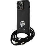 Karl Lagerfeld Crossbody Saffiano Metal Pin Karl & Choupette Case for iPhone 15 Pro Max - Black - (KF001758-0)