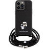 Karl Lagerfeld Crossbody Saffiano Metal Pin Karl & Choupette Case for iPhone 15 Pro Max - Black - (KF001758-0)