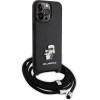 Karl Lagerfeld Crossbody Saffiano Metal Pin Karl & Choupette Case for iPhone 15 Pro Max - Black - (KF001758-0)