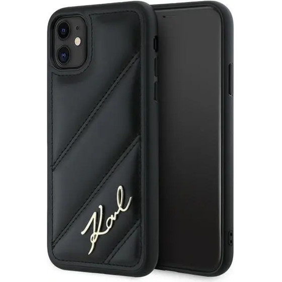 Karl Lagerfeld Diagonal Quilted Script case for iPhone 11 / Xr - black - (KF002169-0)