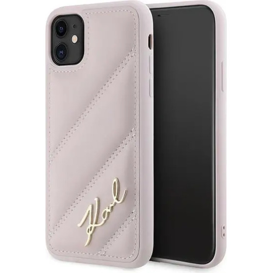 Karl Lagerfeld Diagonal Quilted Script case for iPhone 11 / Xr - pink - (KF002183-0)