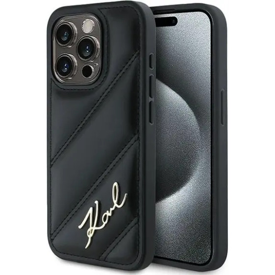 Karl Lagerfeld Diagonal Quilted Script case for iPhone 14 Pro - black - (KF002174-0)