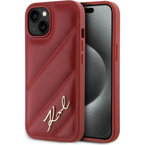 Karl Lagerfeld Diagonal Quilted Script case for iPhone 15 / 14 / 13 - red - (KF002180-0)