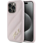 Karl Lagerfeld Diagonal Quilted Script case for iPhone 15 Pro - pink - (KF002189-0)