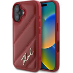 Karl Lagerfeld Diagonal Quilted Script iPhone 16 Case - Red - (KF002271-0)