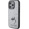 Karl Lagerfeld Fixed Glitter Choupette Logo Metal Pin Case for iPhone 15 Pro Max - Silver - (KF001788-0)