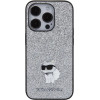 Karl Lagerfeld Fixed Glitter Choupette Logo Metal Pin Case for iPhone 15 Pro Max - Silver - (KF001788-0)