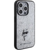Karl Lagerfeld Fixed Glitter Choupette Logo Metal Pin Case for iPhone 15 Pro Max - Silver - (KF001788-0)