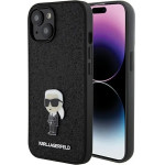 Karl Lagerfeld Fixed Glitter Ikonik Logo Metal Pin case for iPhone 15 - black - (KF001789-0)