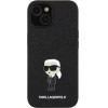 Karl Lagerfeld Fixed Glitter Ikonik Logo Metal Pin case for iPhone 15 - black - (KF001789-0)