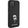 Karl Lagerfeld Fixed Glitter Ikonik Logo Metal Pin case for iPhone 15 - black - (KF001789-0)