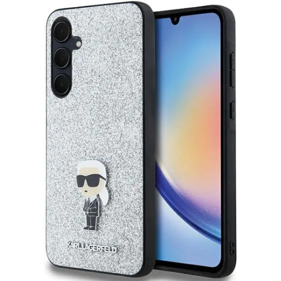 Karl Lagerfeld Fixed Glitter Ikonik Logo Metal Pin case for Samsung Galaxy A35 - silver - (KF002025-0)
